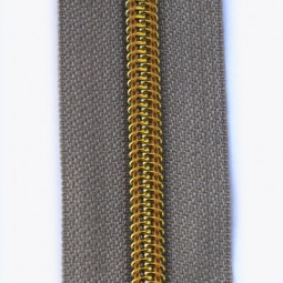 Reißverschluss metallisiert mit goldener Spirale, taupe (beige)