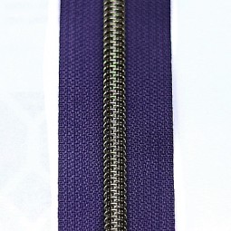 Reißverschluss metallisiert lila mit oxydfarbener Spirale
