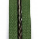 Reißverschluss metallisiert olivgrün mit oxydfarbener Spirale