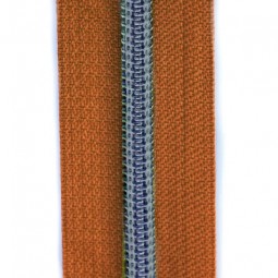 Reißverschluss metallisiert orange mit oxydfarbener Spirale